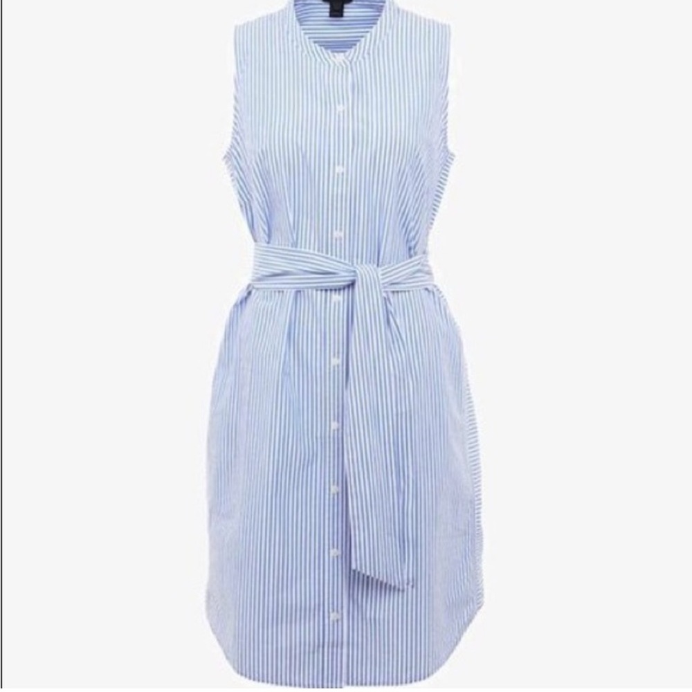 J Crew Sleeveless Blue Striped Dress
